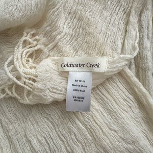 Vintage Coldwater Creek Cream Sheer Wool Scarf Lightweight Spring Summer